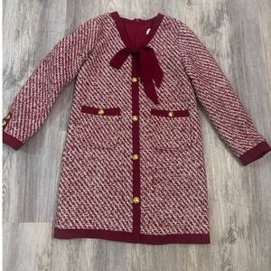 Shop The Mint Girls The Princess Burgundy Tweed Holiday Dress Girls Size 8/10